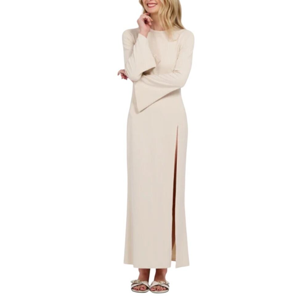 Nini Women's Beige Long Sleeve  UPF 50+ Maxi Dress Size S